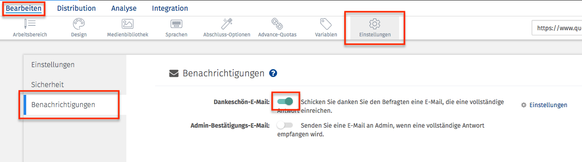 Dankes Email nach Online Umfragen