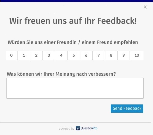 Net Promoter Score Einbettung in E-Mail