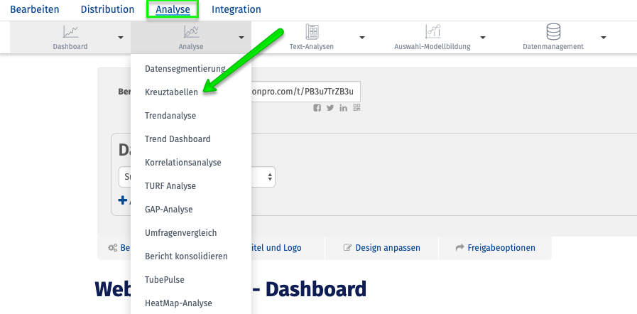 Kreuztabelle erstellen mit QuestionPro